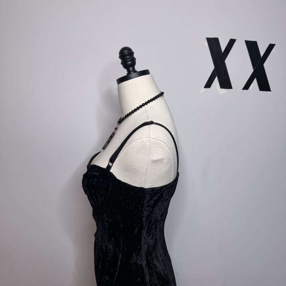 Vintage TRIPP NYC Black Velvet Mini Dress Goth Club Original Rocket Label RARE S - Picture 9 of 11